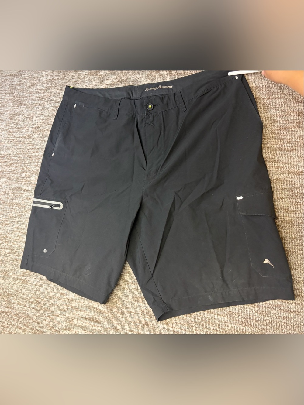 Tommy Bahama Mens Black Flat Front Cargo Shorts Island Active No Tag 40x10 40